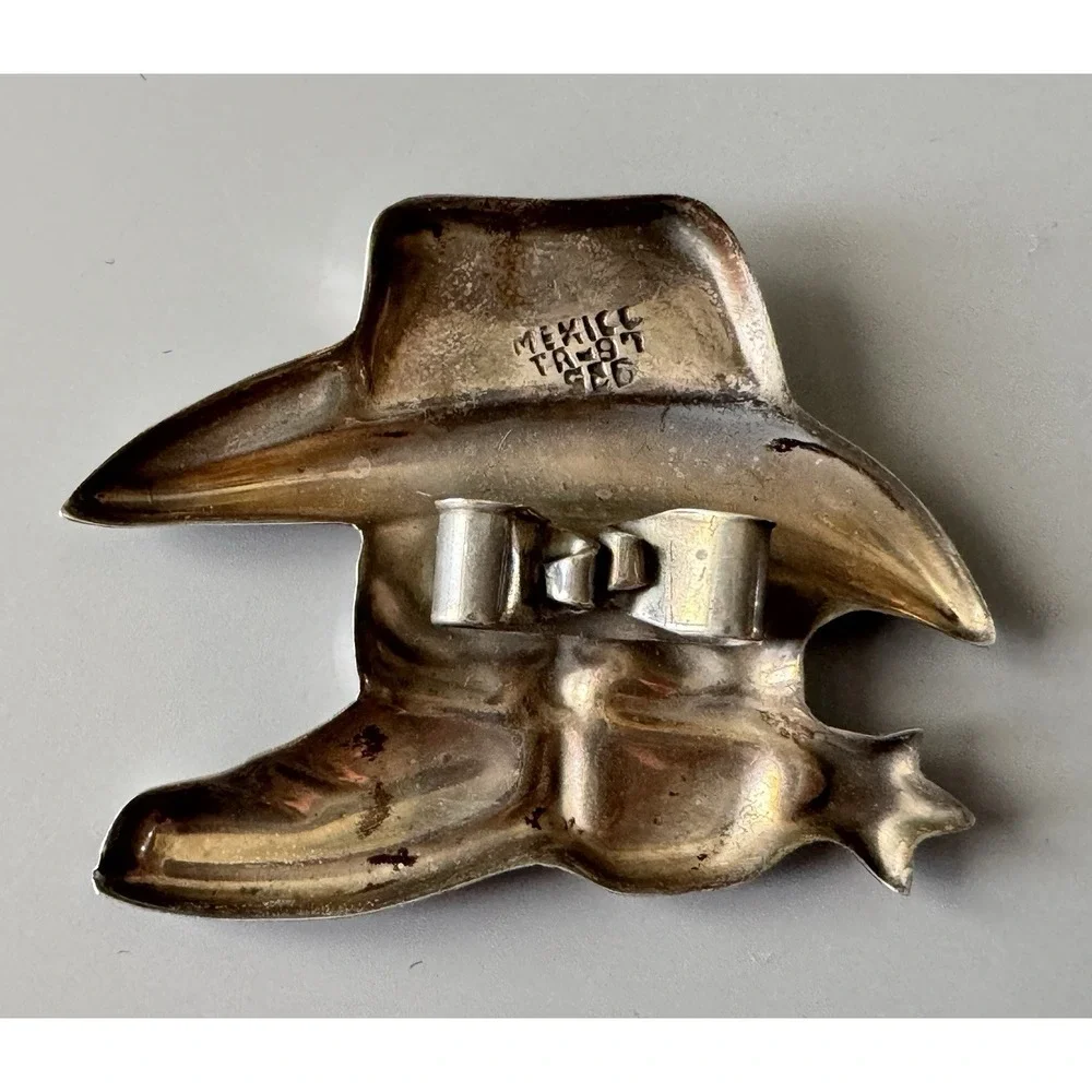 TR-97 Mexico 925 Sterling Silver Cowboy Bolo Slide Boot & Western Hat 9.7g